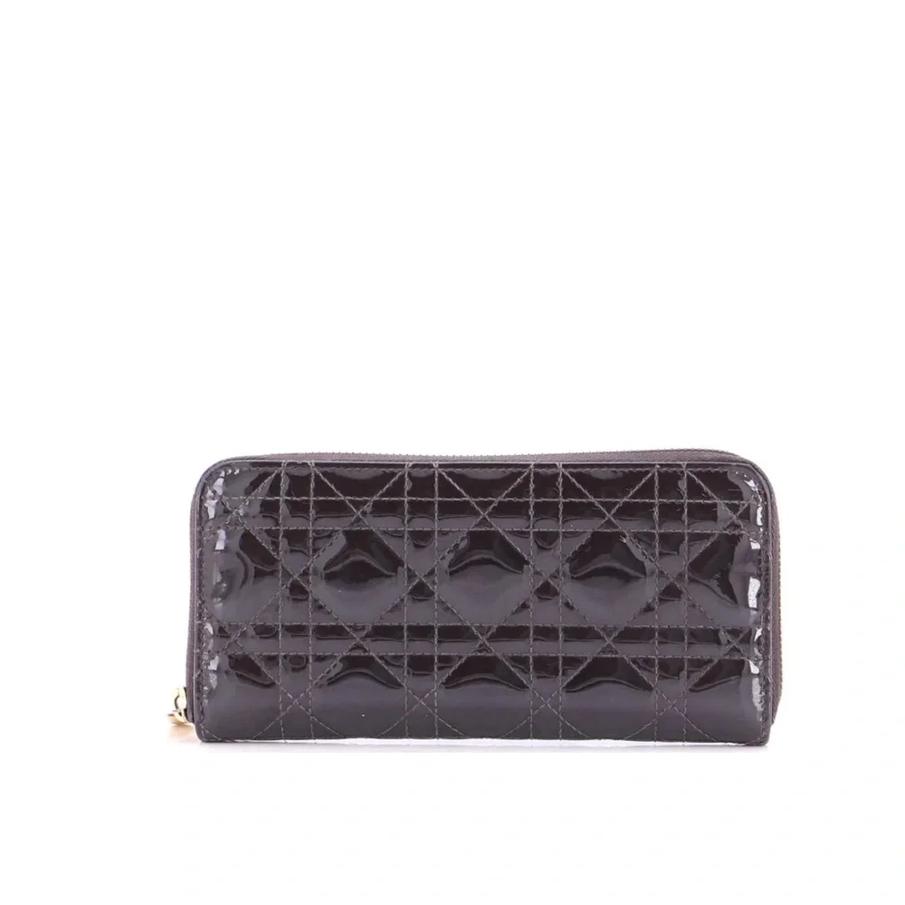 Christian Dior quilted patent leather long wallet